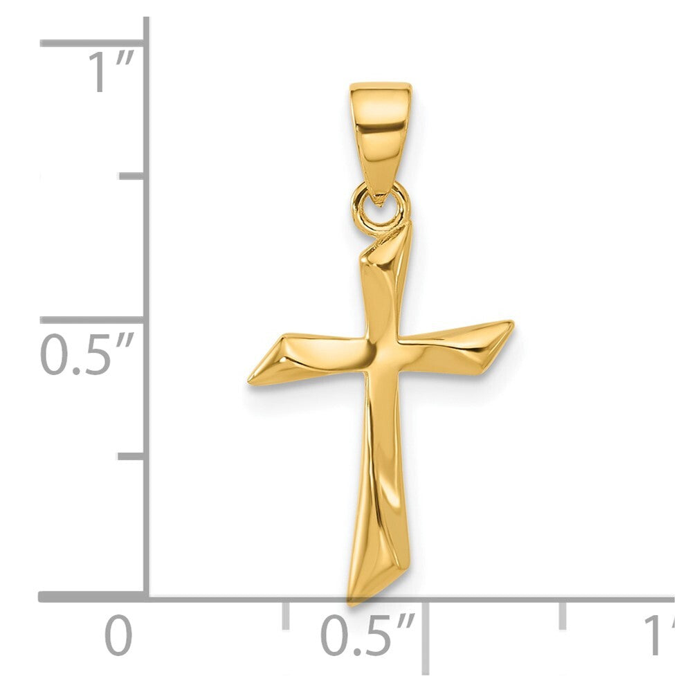 14k Yellow Gold Polished Cross Pendant for Women