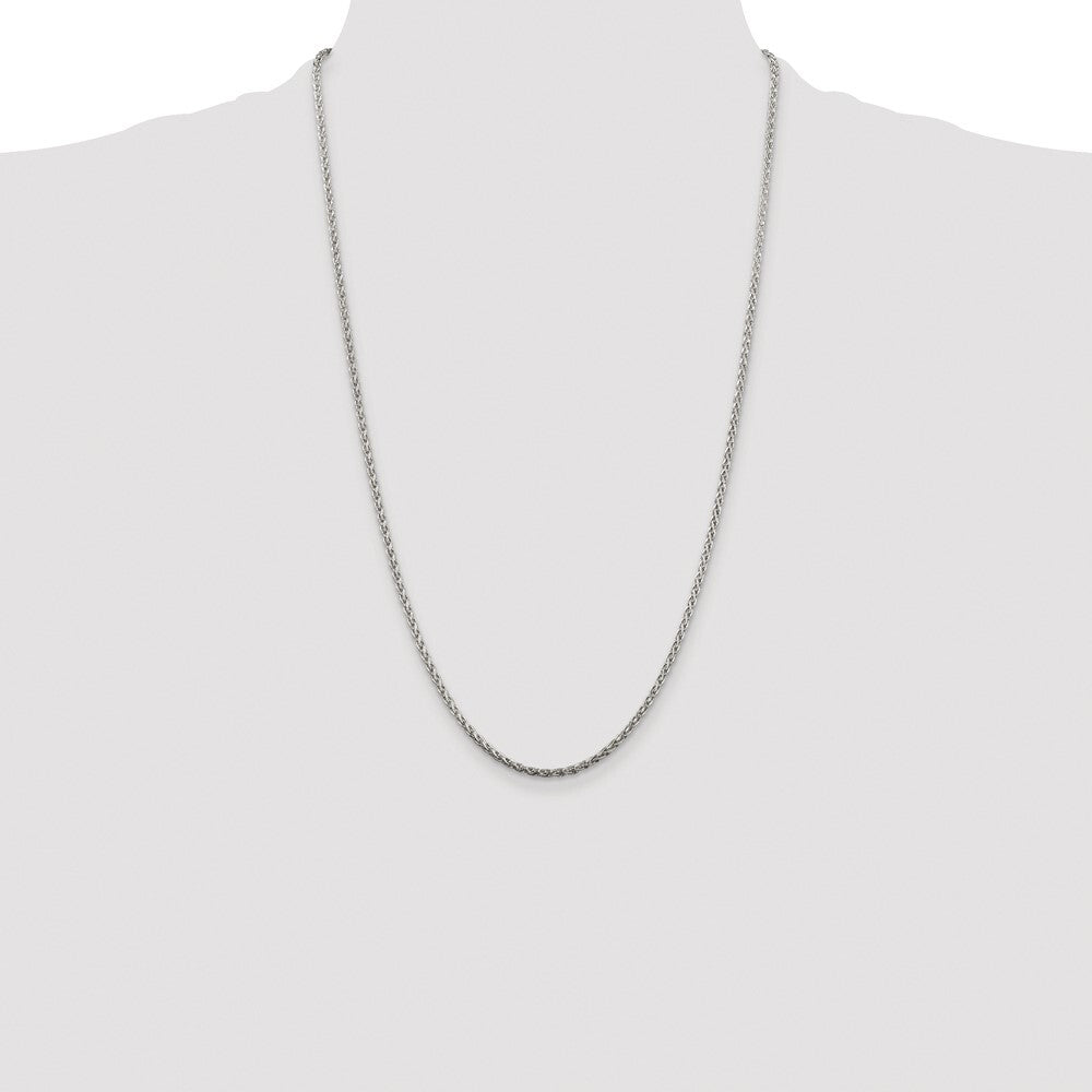 Sterling Silver Rhodium-plated 2mm Diamond-cut Spiga Chain