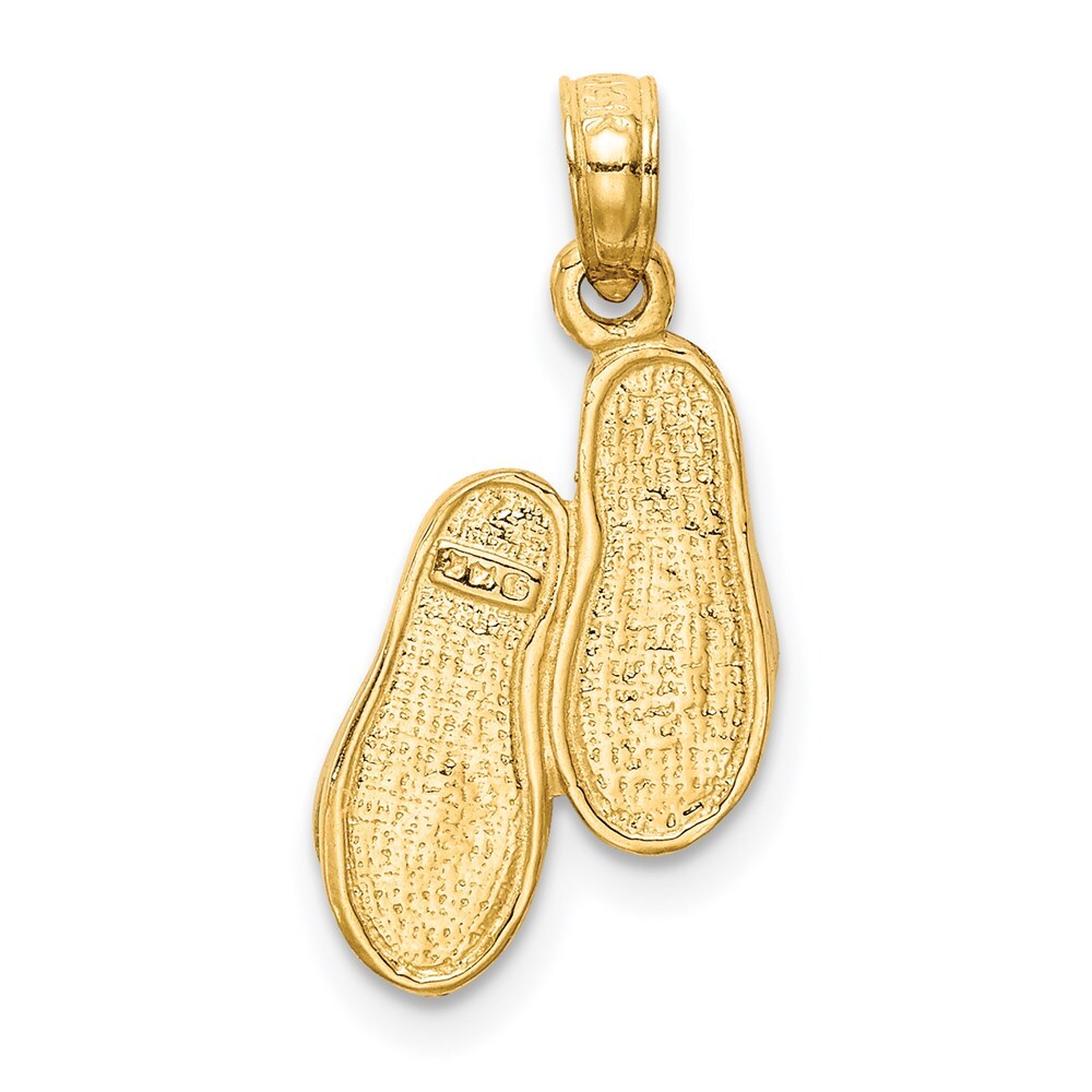 14k Yellow Gold 3D Rhodium Solid Polished Sandals Pendant for Women