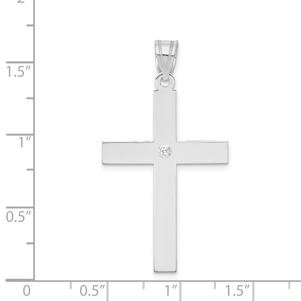 14k White Gold .02ct. Diamond Cross Pendant for Women