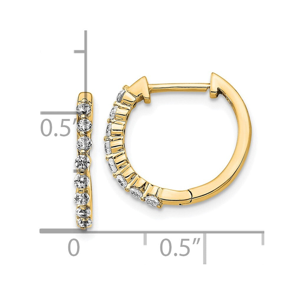 14k Yellow Gold Diamond Hinged Hoop Earrings