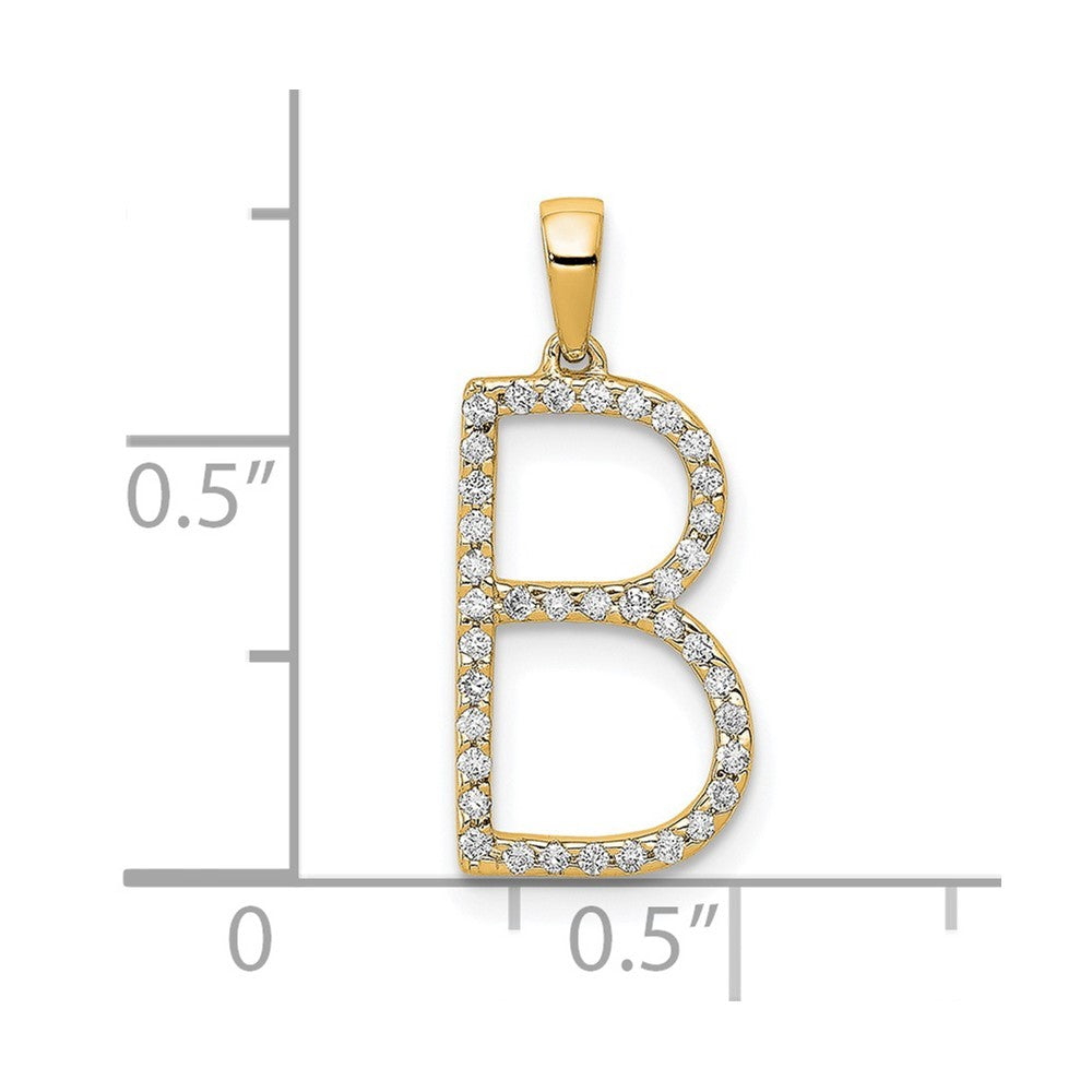 14k Yellow Gold Diamond Letter B Initial Pendant