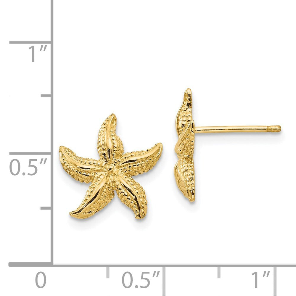 14k Yellow Gold Starfish Stud Earrings Gift for Women