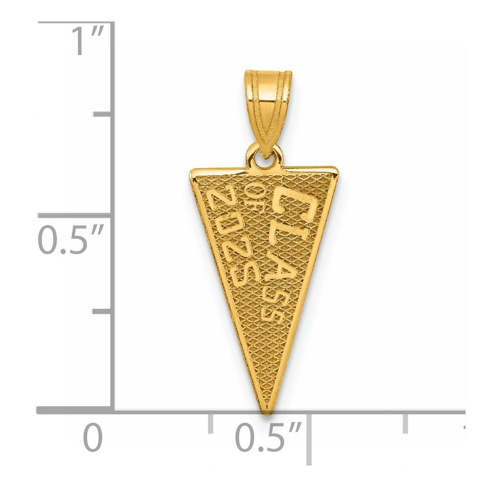 14k Yellow Gold Class Of 2025 Rally Flag / Graduation Charm Pendant for Women