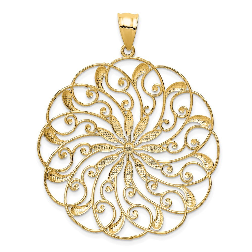 14k Yellow Gold and White Rhodium Meridian Swirl Pendant