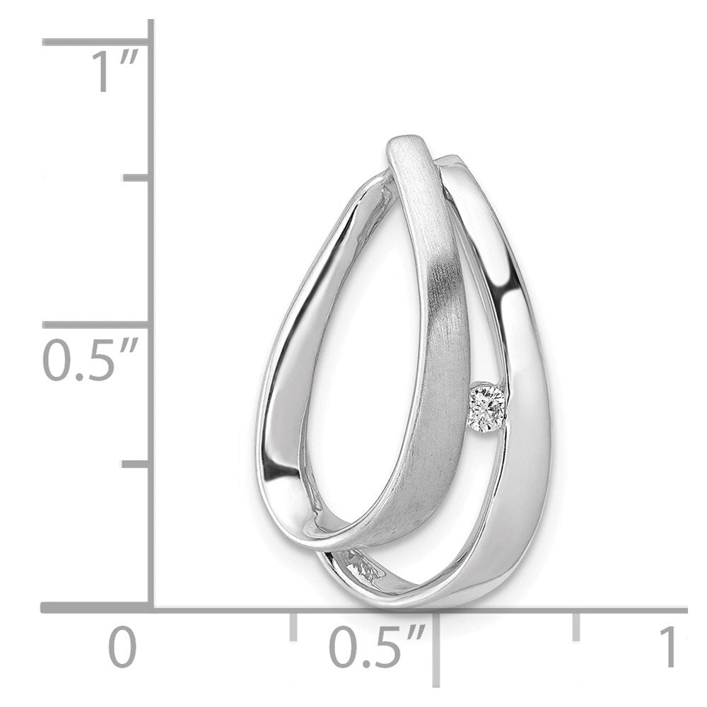 14k White Gold 1/20ct. Diamond Double Teardrop Slide Pendant for Women