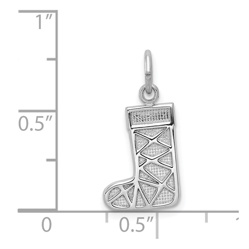 14k White Gold Christmas Stocking Charm Pendant for Women
