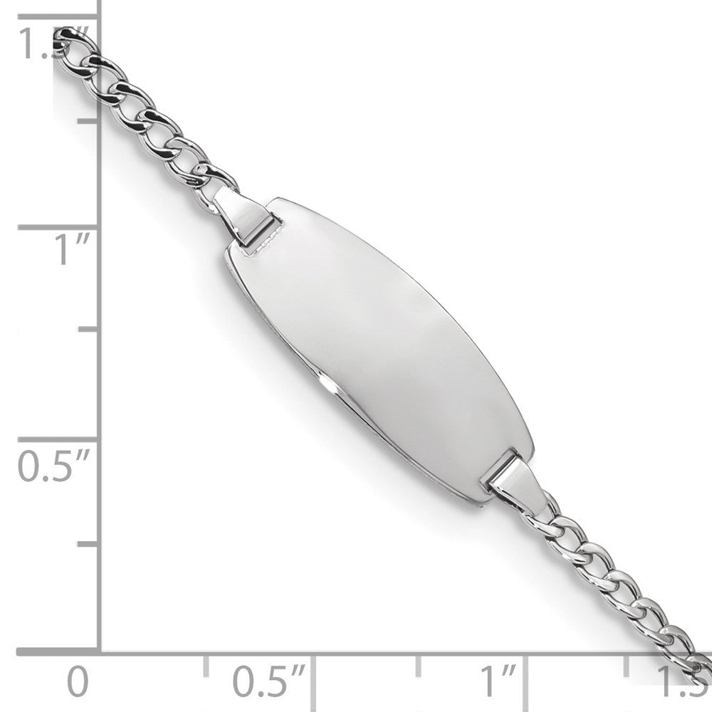 14k White Gold Semi-Solid Chain Curb Link Oval 18.5x8.5mm Plate 6" ID Bracelet