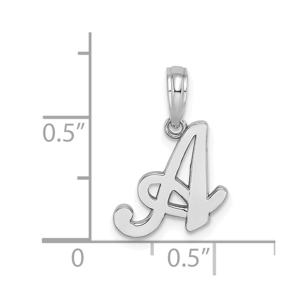 14K White White Gold Script Letter A Initial Pendant