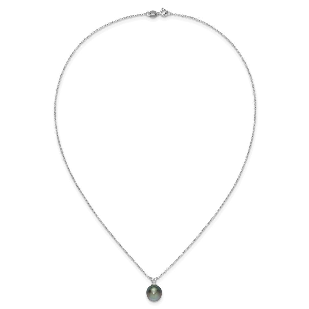 Sterling Silver 9-10mm Black Teardrop Tahitian Cultured Pearl 17" Necklace