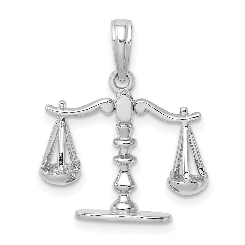 14k White Gold 3-D Moveable Scales of Justice Pendant for Women
