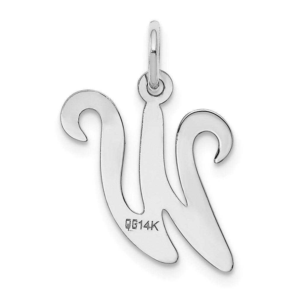 14k White Gold Script Letter W Initial Charm Pendant for Women