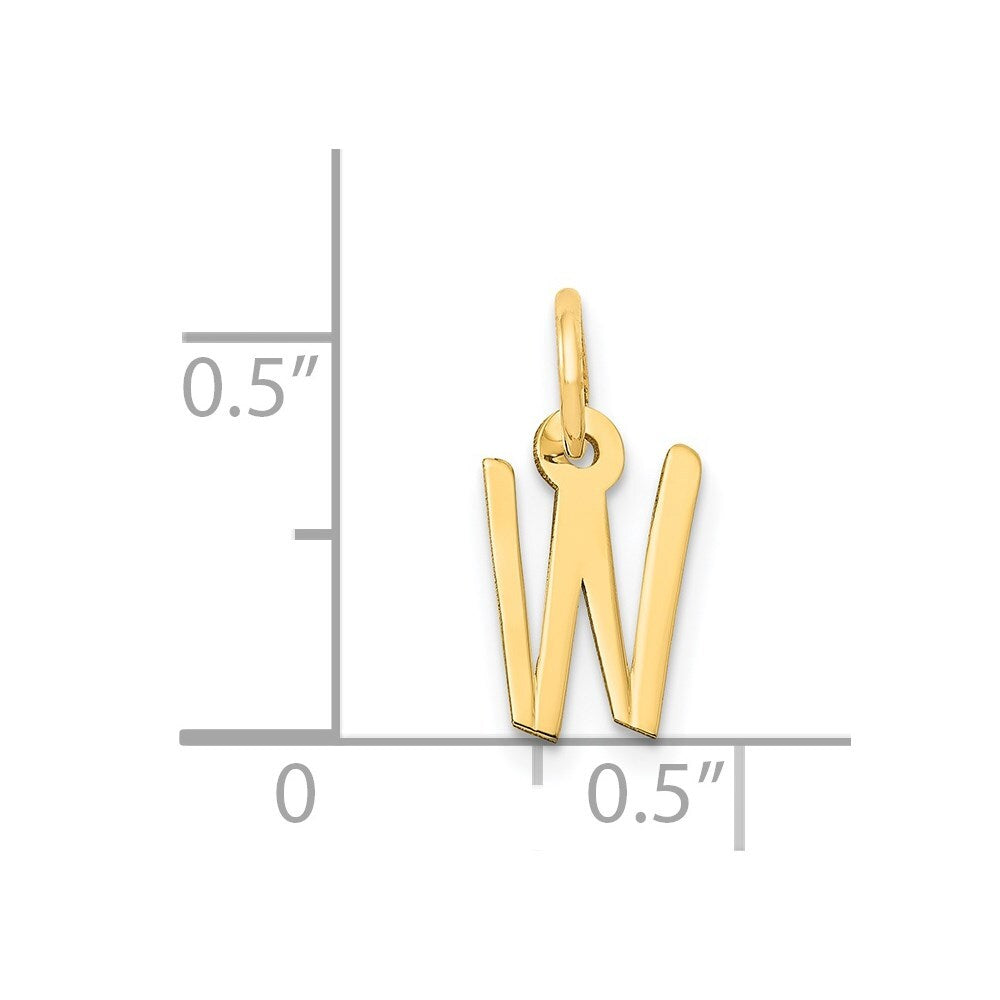 14k Yellow Gold Small Slanted Block Letter W Initial Charm Pendant for Women
