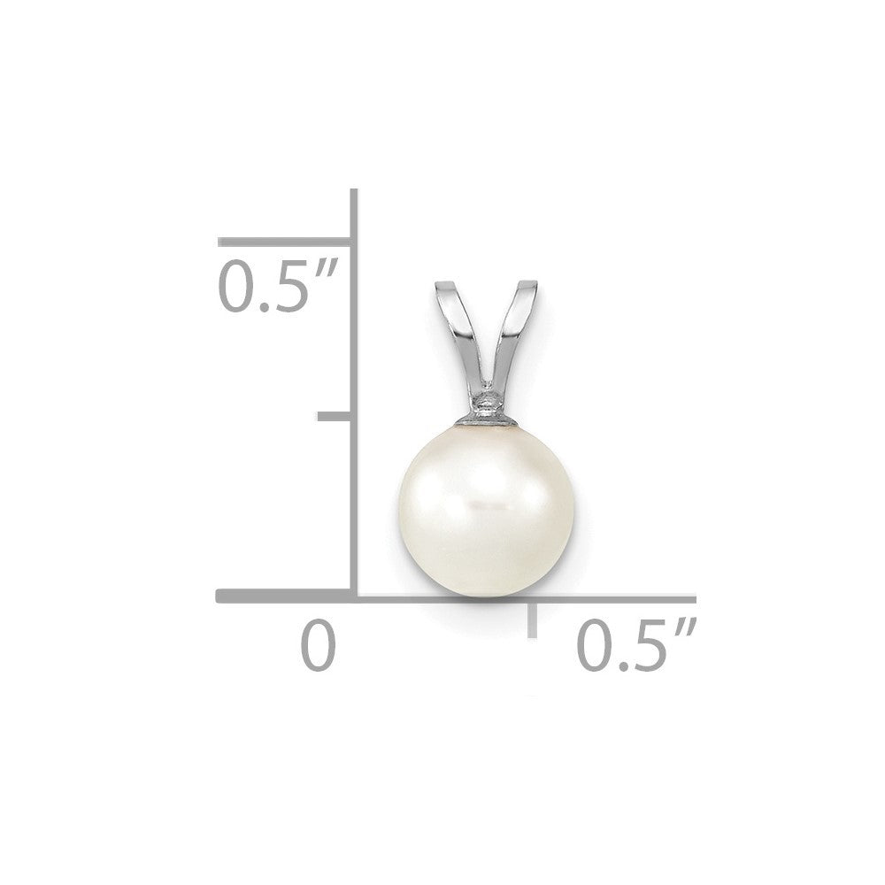 14k White Gold 6-7mm White Round Akoya Saltwater Cultured Pendant