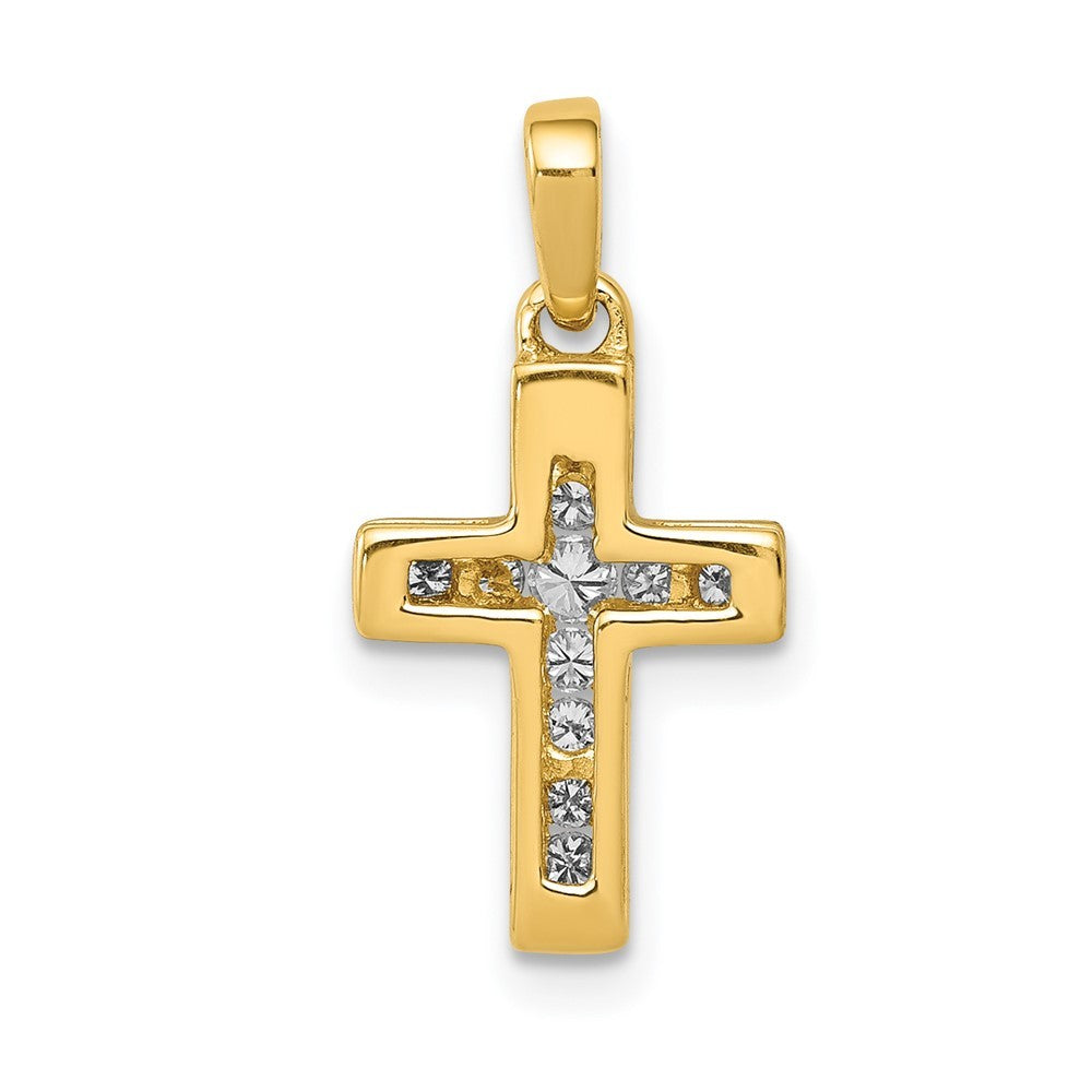 14k Yellow Gold 1/6ct. Diamond Latin Cross Pendant