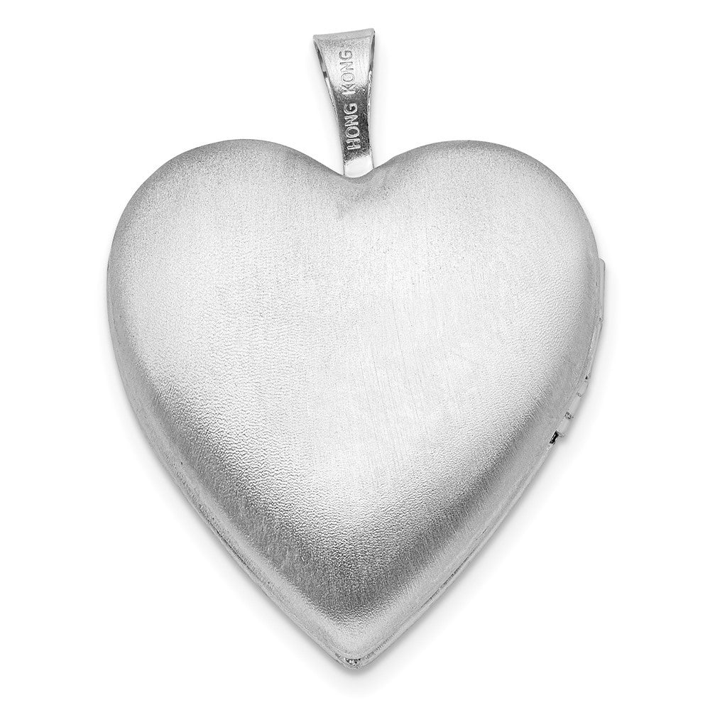Sterling Silver Rhodium-plated Enameled Flower w Mom 20mm Heart Locket