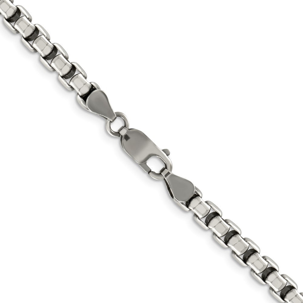 Sterling Silver Antiqued 5.2mm Round Box Chain Necklace