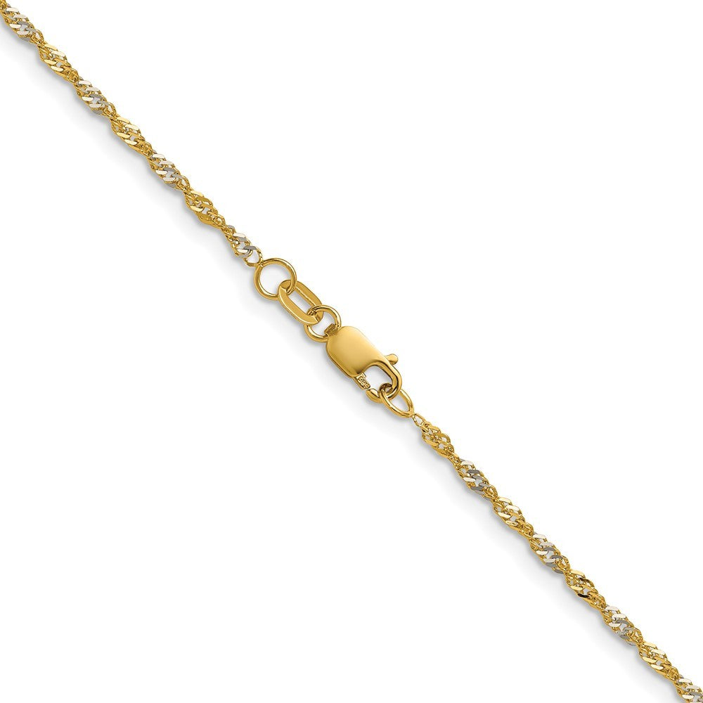 14k Yellow Gold Yellow Gold with Rhodium 1.65mm Singapore Chain Necklace