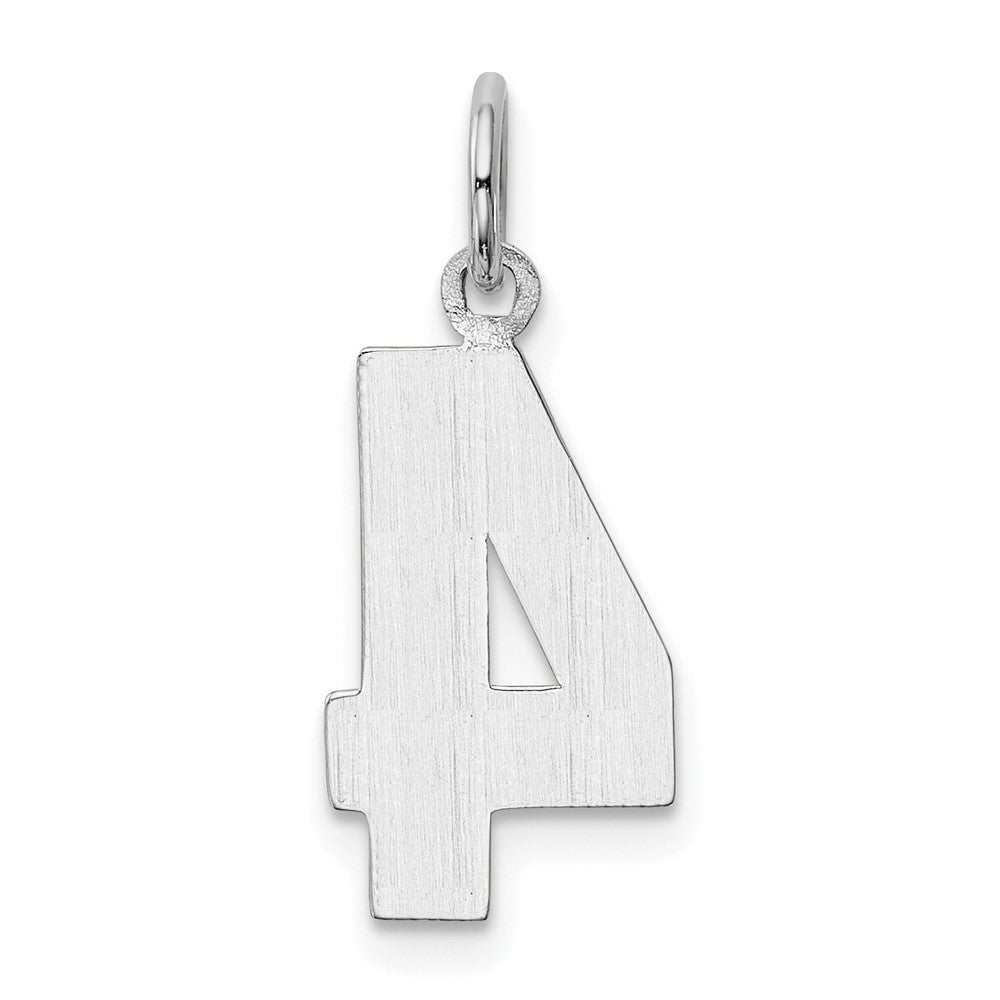 14K White Medium Polished Number 4 Charm