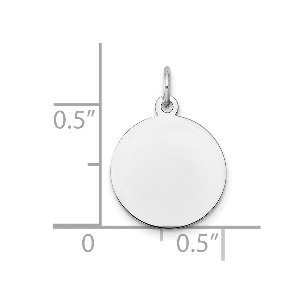 14k White Gold Plain .009 Gauge Round Engravable Disc Charm Pendant
