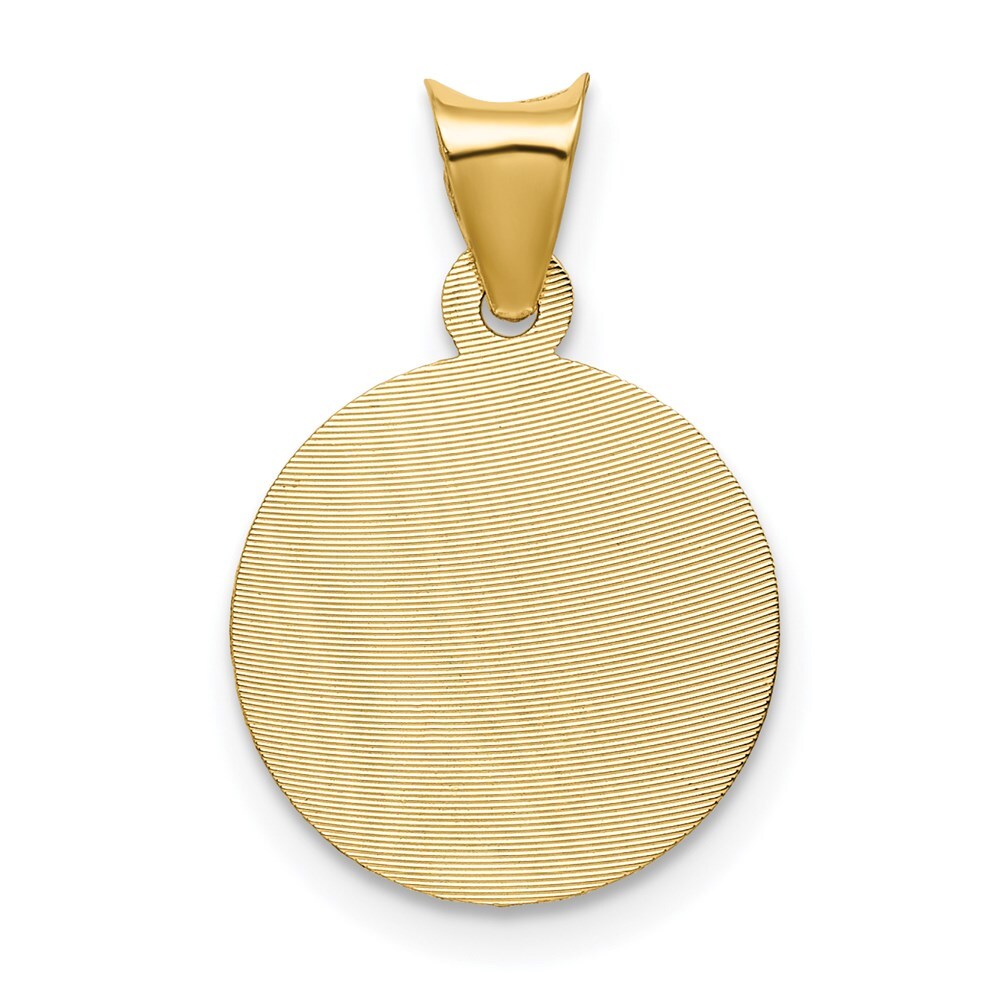 14k Yellow Gold Polished Diamond-Cut Corpus Circle Pendant for Women