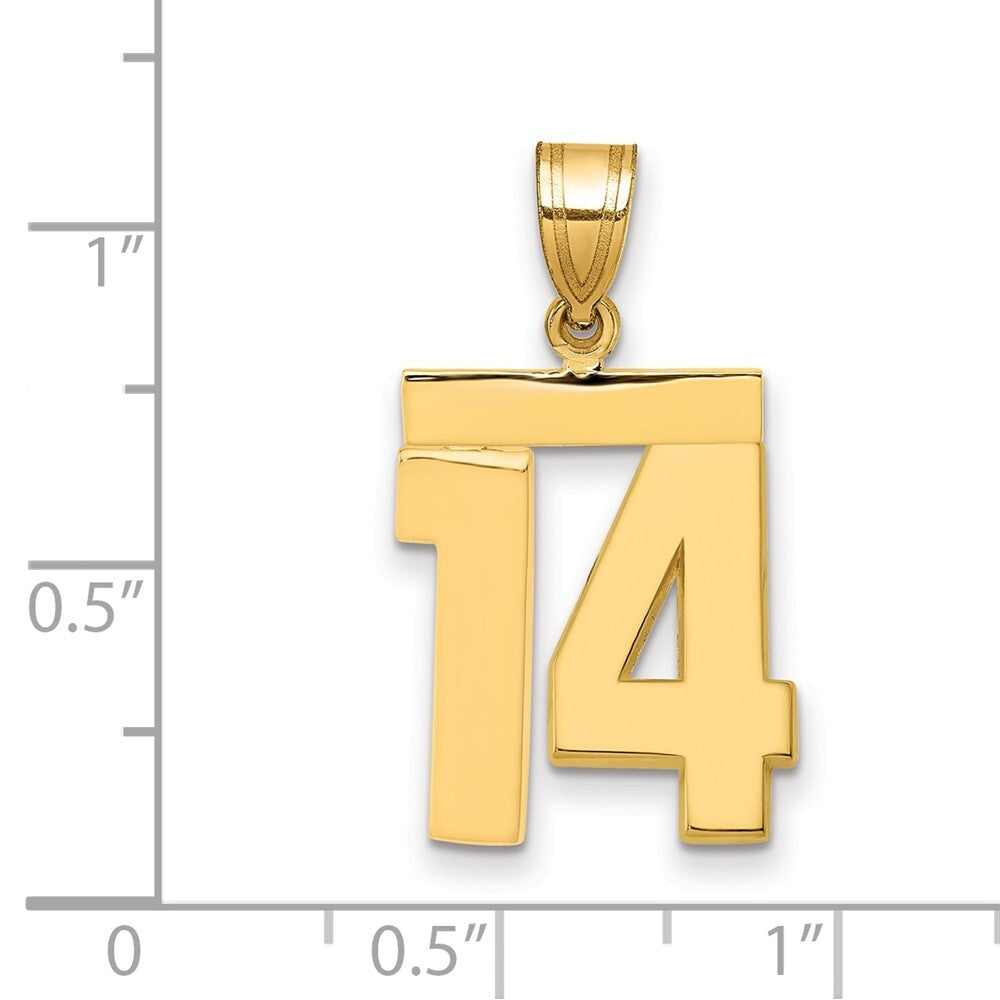 14k Yellow Gold Medium Polished Number 14 Charm Pendant for Women