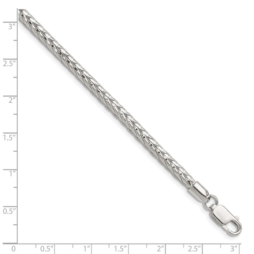 Sterling Silver 3.8mm Diamond-cut Round Franco Chain Bracelet