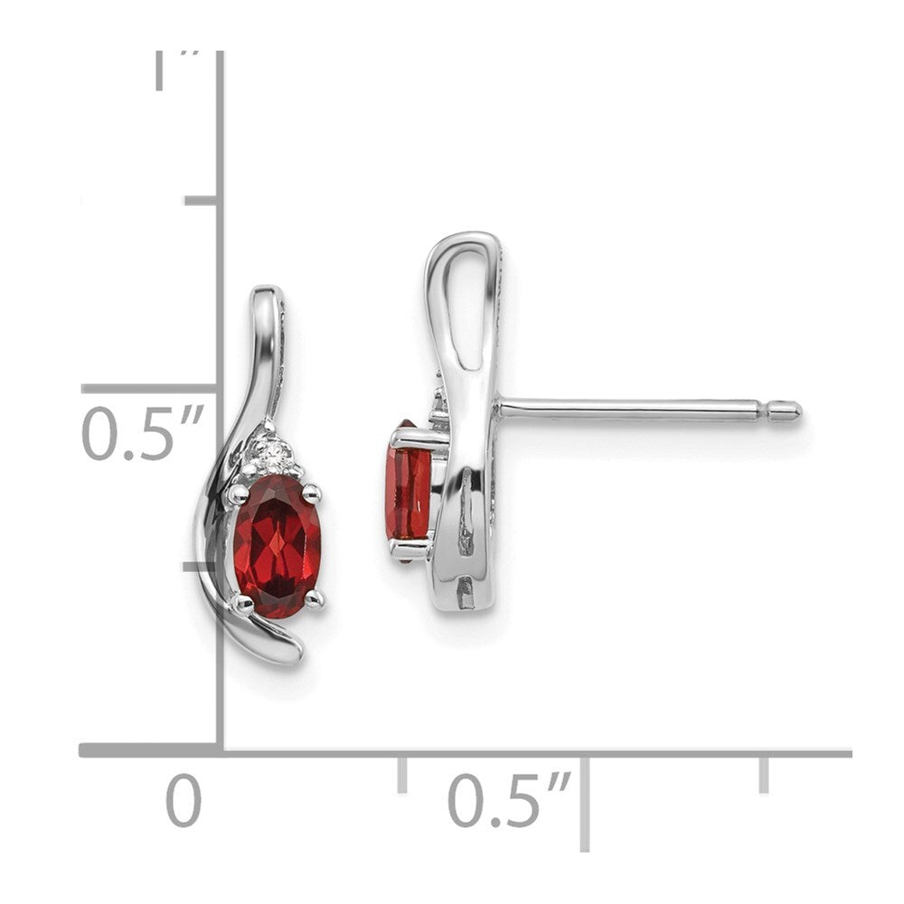 14k White Gold Garnet and Diamond Stud Earrings Gift for Women