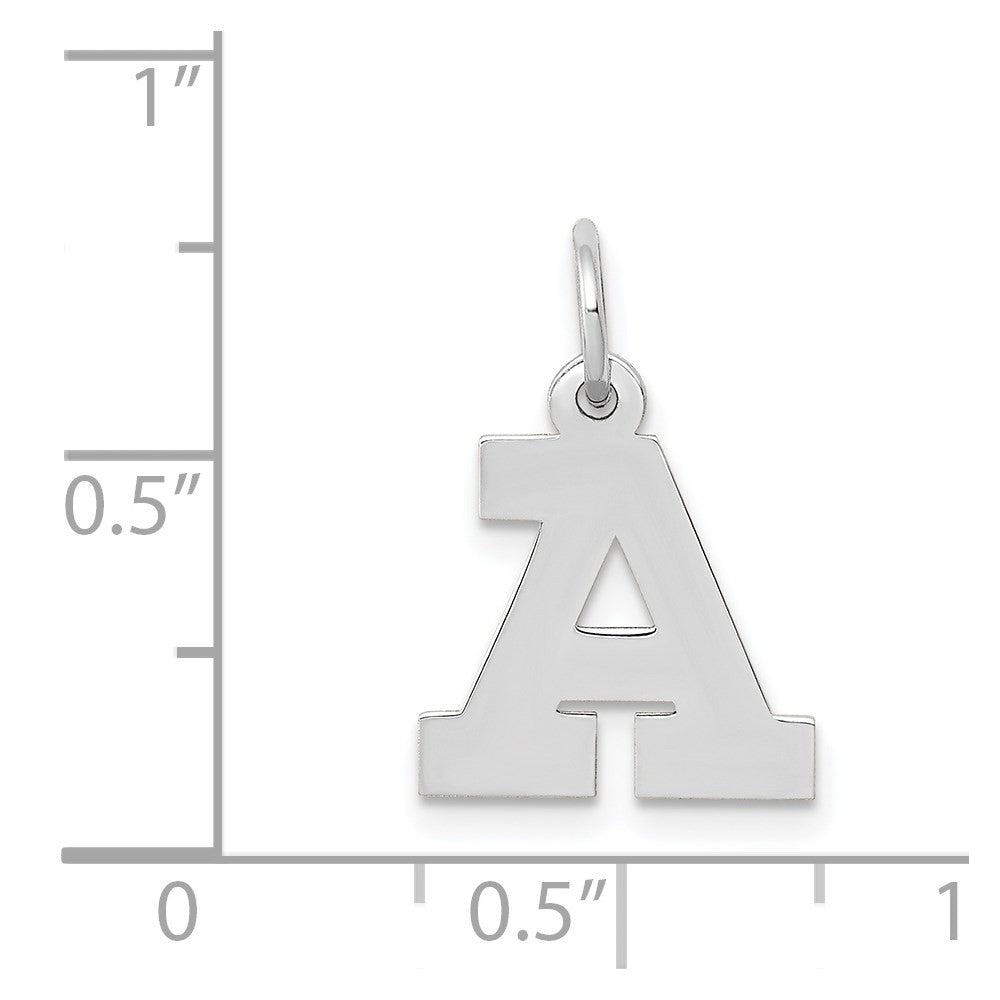 14K White Small Block Letter A Initial Charm