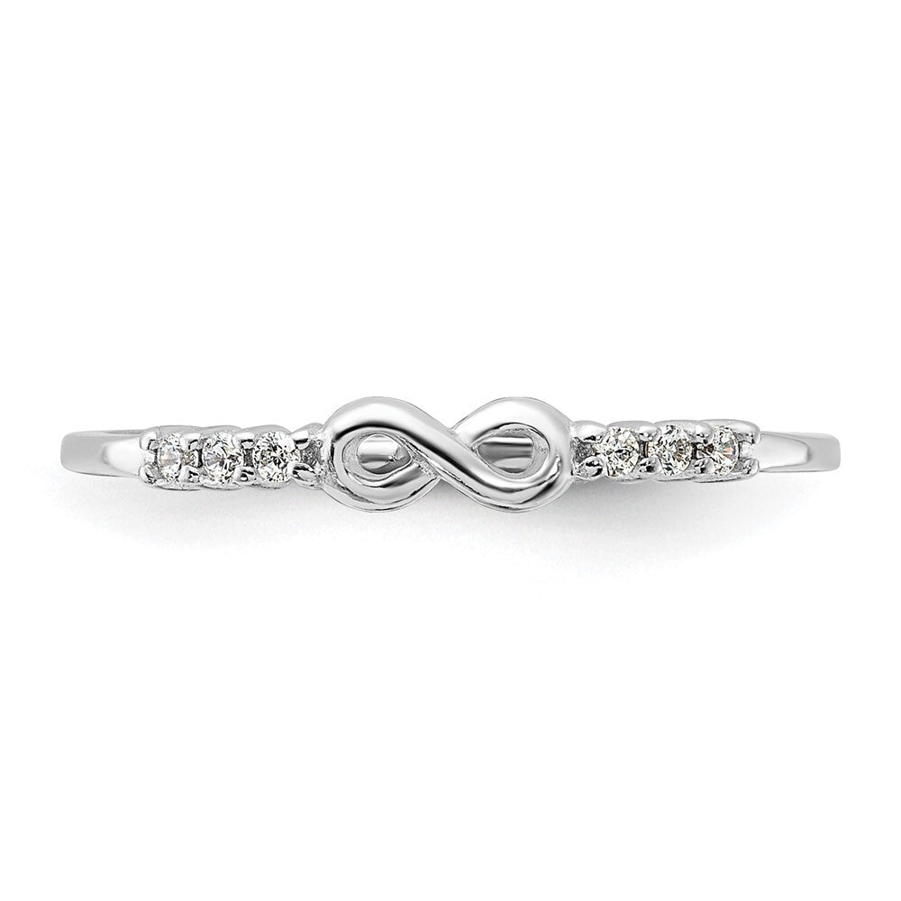 Sterling Silver Rhodium Plated Cubic Zirconia Infinity Ring Size 8