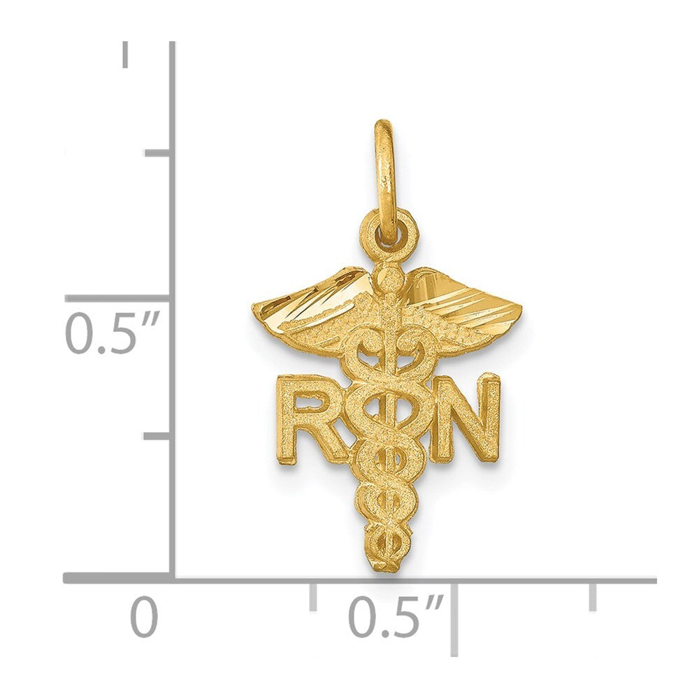 14k Yellow Gold RN Nurse Charm Pendant for Women