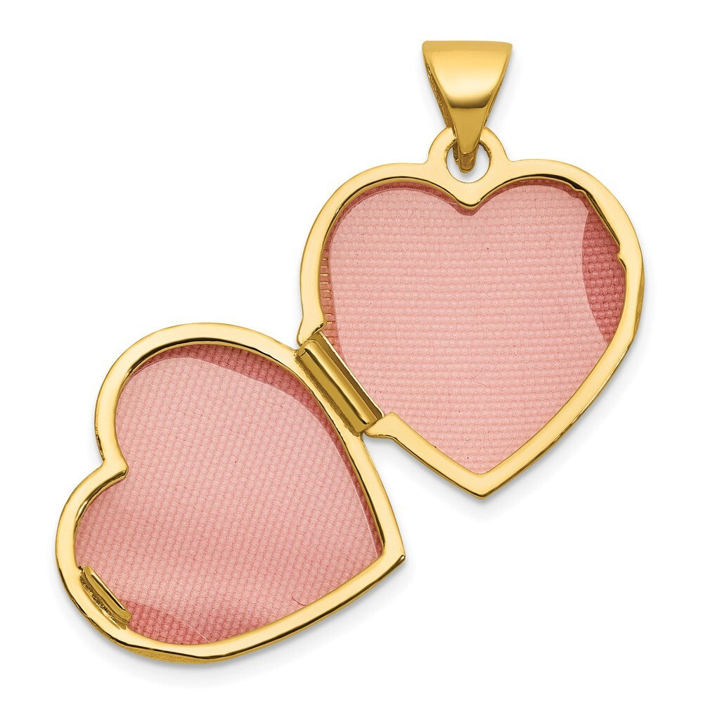 14k Yellow Gold Diamond Polished Infinity 15mm Heart Locket Pendant for Women