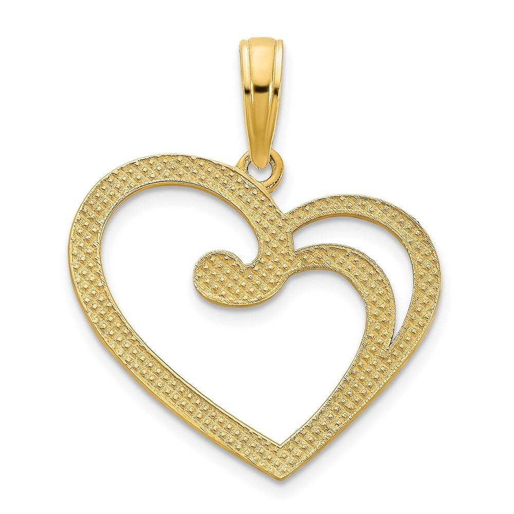 14k Yellow Gold Fancy Open Heart Pendant for Women