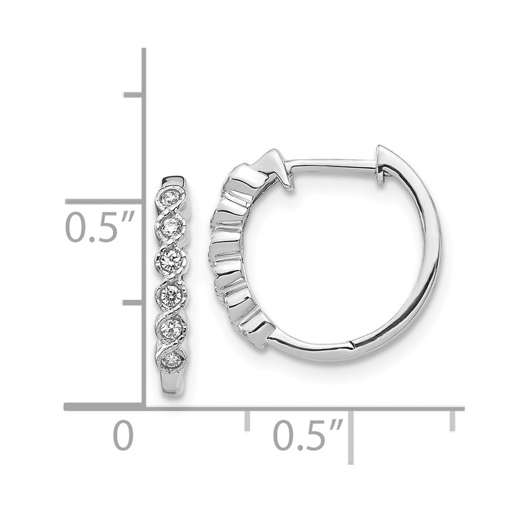 14k White Gold Diamond Hinged Hoop Earrings