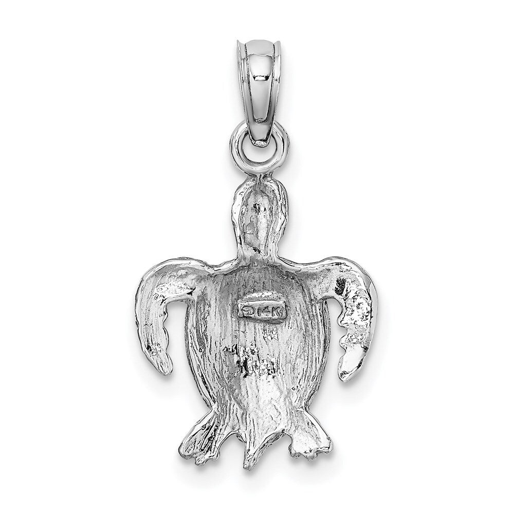 14k White Gold Sea Turtle Charm Pendant for Women