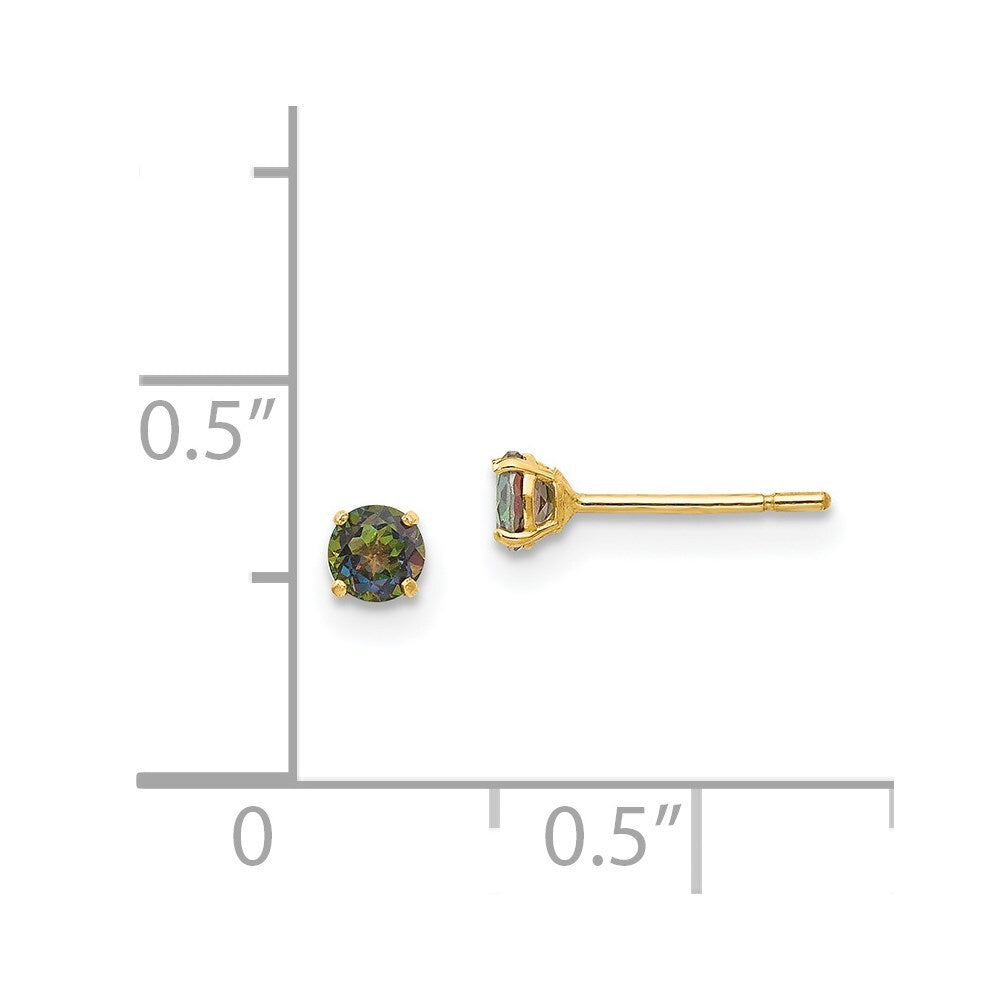 14k Yellow Gold Round Mystic Topaz 3mm Stud Earrings Gift for Women