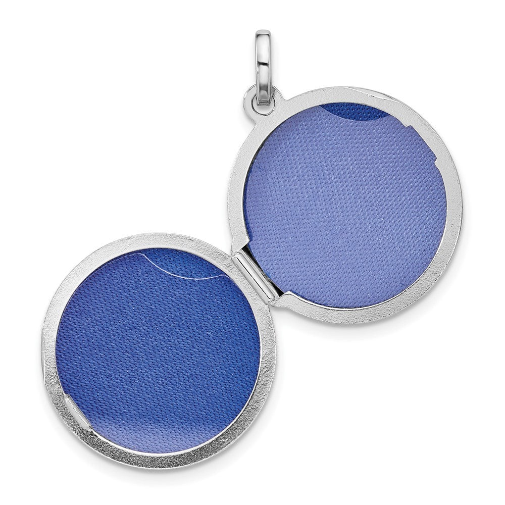 Sterling Silver Rhodium-plated 20mm Diamond Moon Star Round Locket