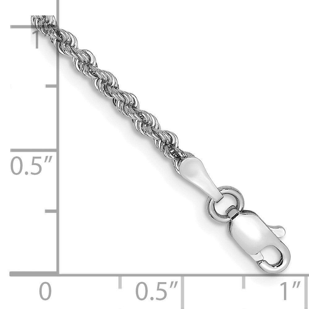 14K White Gold 7 inch 2.25mm Regular Rope Chain Bracelet