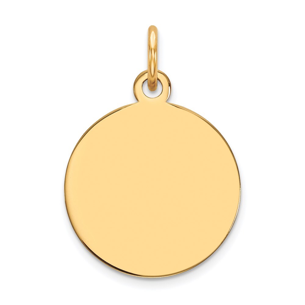 14k Yellow Gold Plain .027 Gauge Circular Engravable Disc Charm Pendant