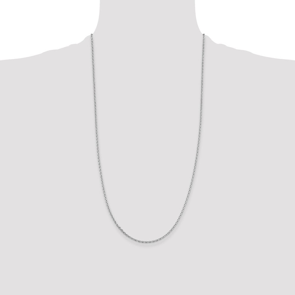 Sterling Silver Rhodium-plated 2mm Beveled Oval Cable Chain