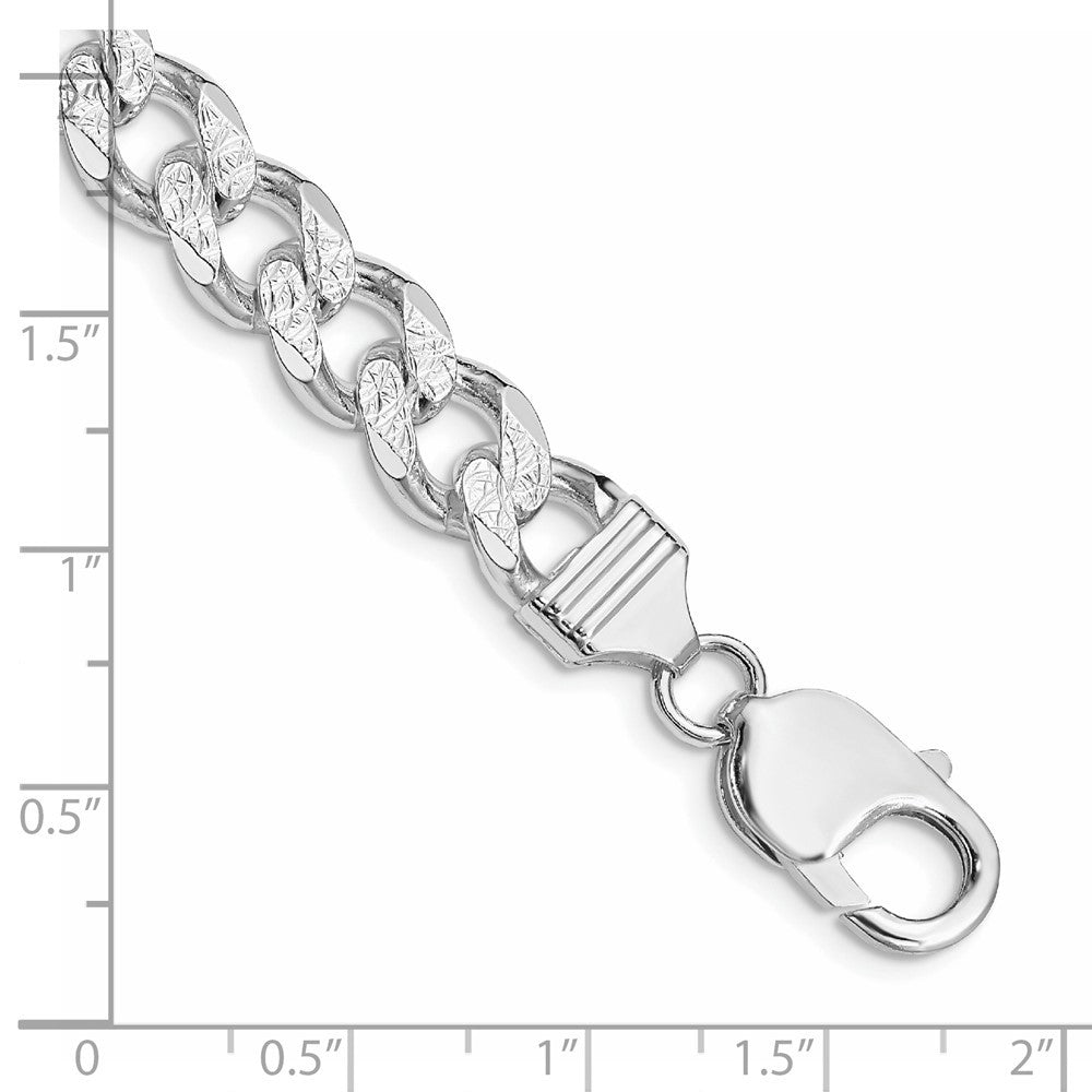 Sterling Silver Rhodium-plated 9.3mm Curb Chain Bracelet