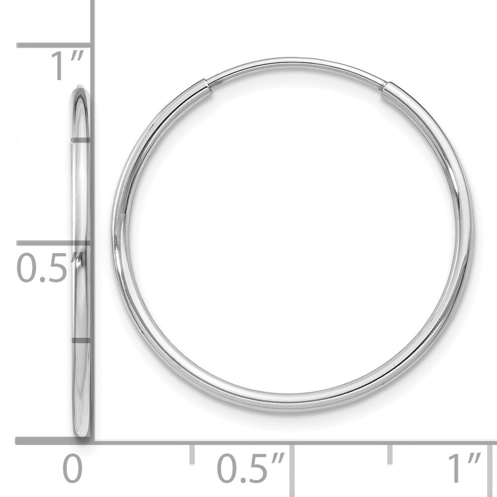 14k White Gold Polished Endless Tube Hoop Earrings Gift for Women