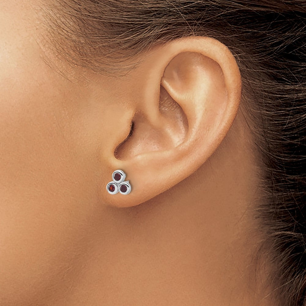Sterling Silver Rhodium-plated Garnet Earrings