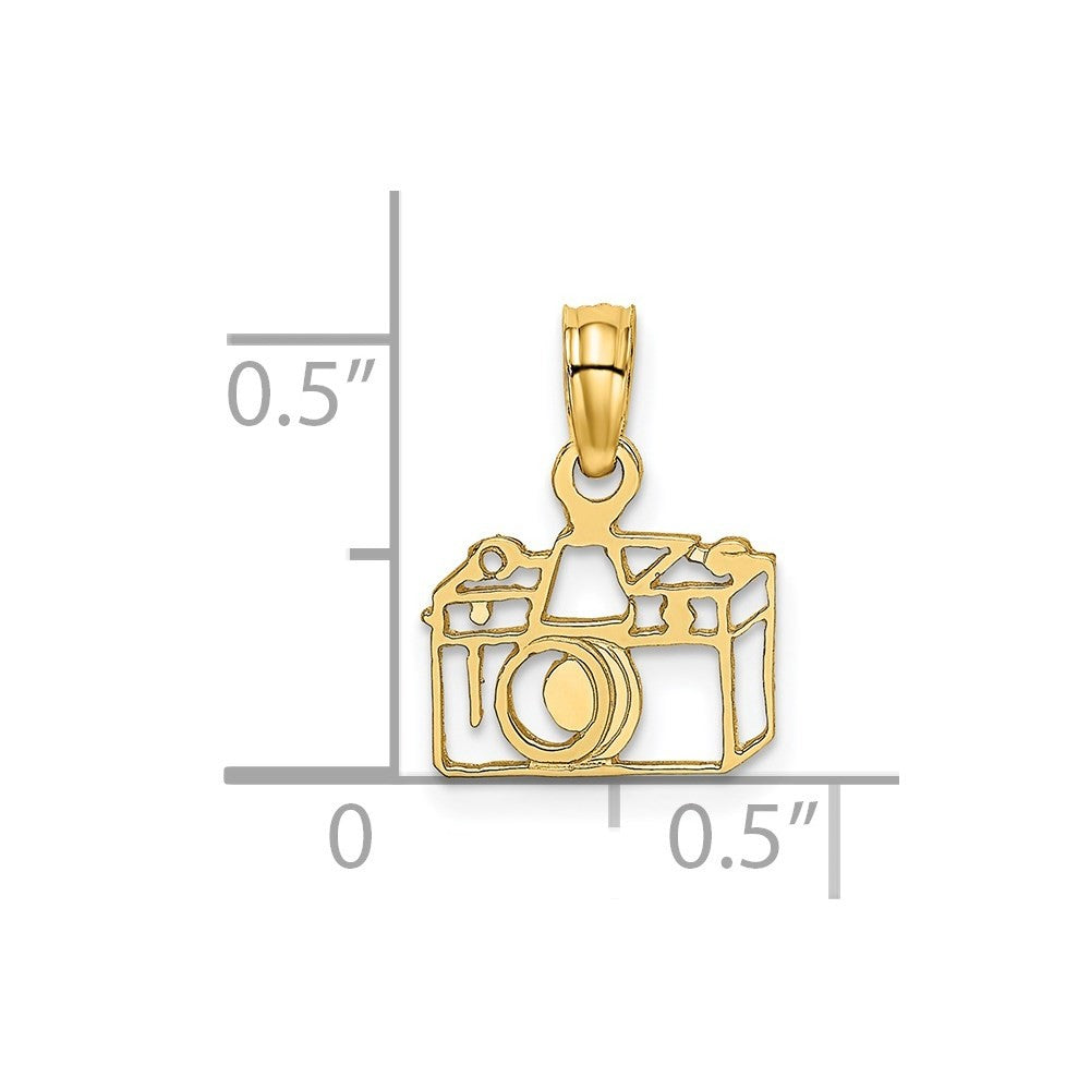 14k Yellow Gold Flat Cut-Out Camera Charm