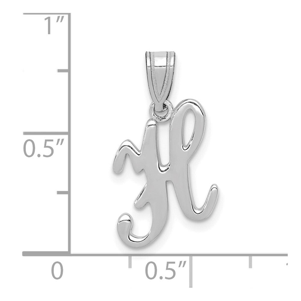 14k White Gold Script Letter H Initial Pendant for Women