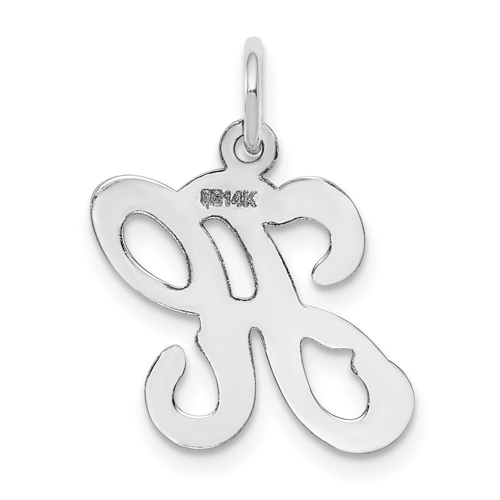 14k White Gold Script Letter H Initial Charm Pendant
