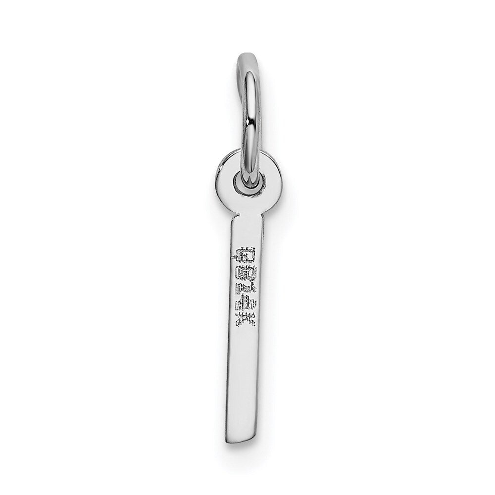 14k White Gold Small Slanted Block Letter I Initial Charm Pendant for Women