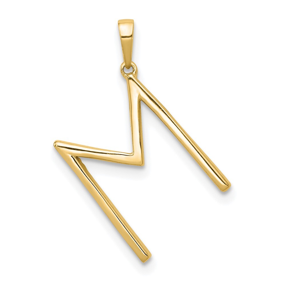 14k Yellow Gold Diamond Letter M Initial Pendant for Women