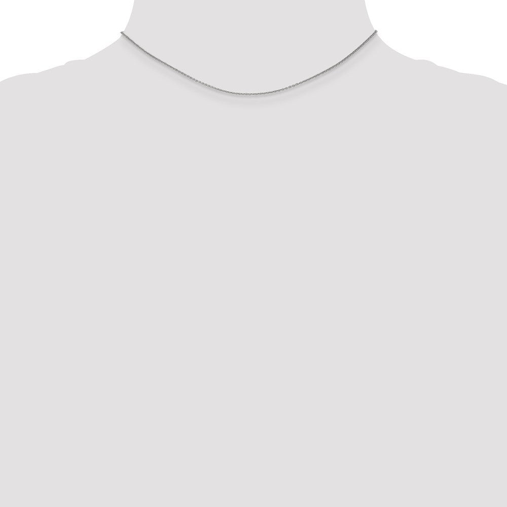 14K White Gold 14" 1mm Round Open Link Cable Chain Necklace