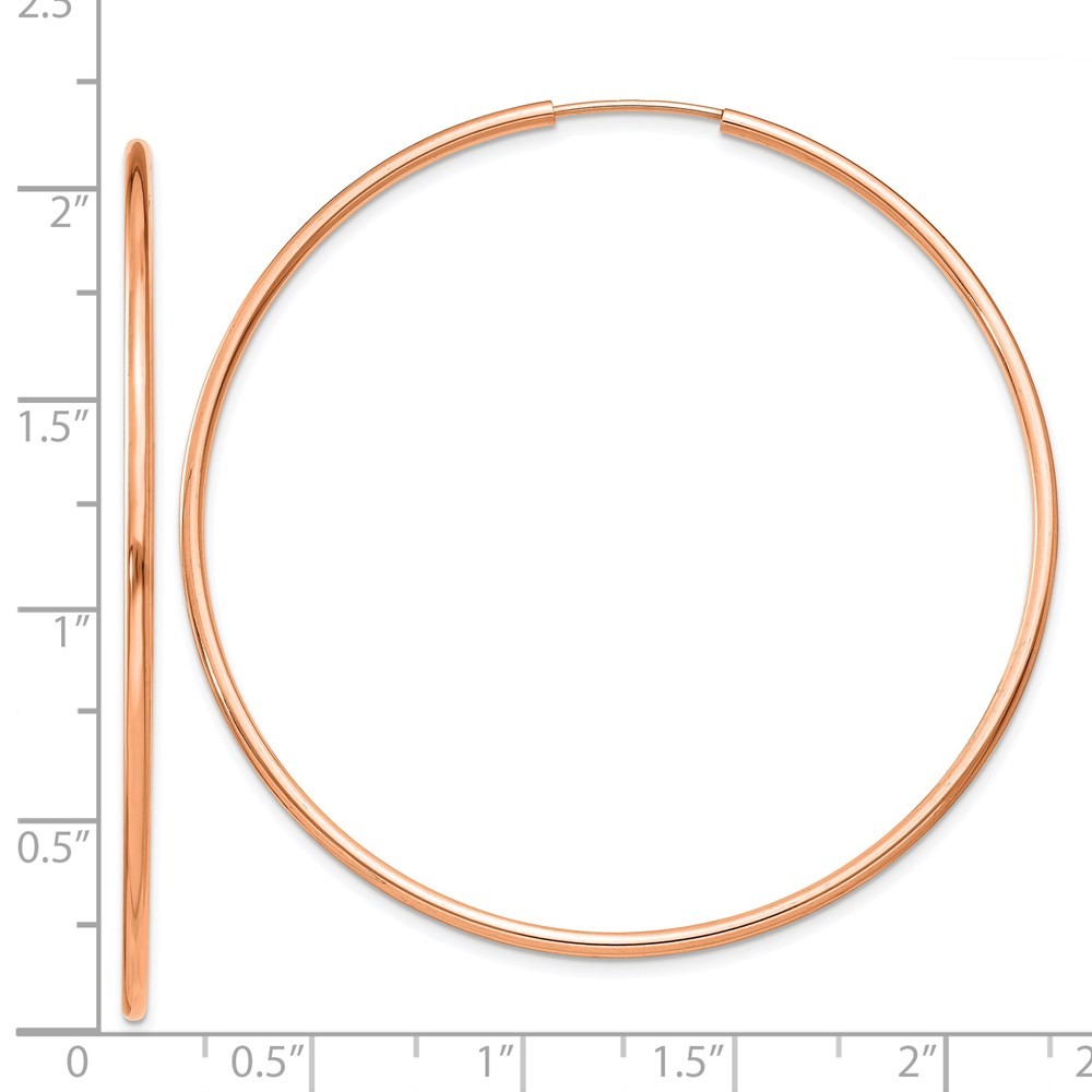 14k Rose Gold 1.5mm Polished Endless Hoop Earrings